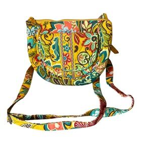 Vera Bradley Yellow Paisley Retired Lizzy Crossbody Bag 9" L & 7" H
